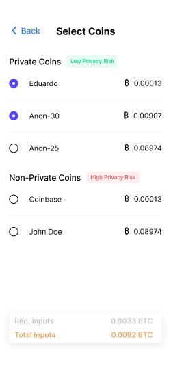 Screen showing a list of transactions with details about the payment